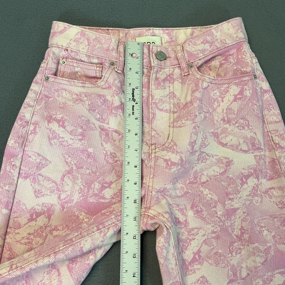 BDG Womens 25 Cowboy Jeans Pink Diamond Print Urban Outfitters Raw Hem Cotton - Picture 6 of 10